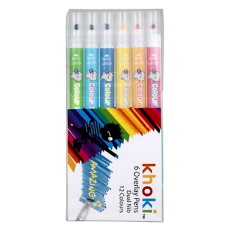 Colour Laying Dual Tip Markers - 6 Piece Set with 12 Colours